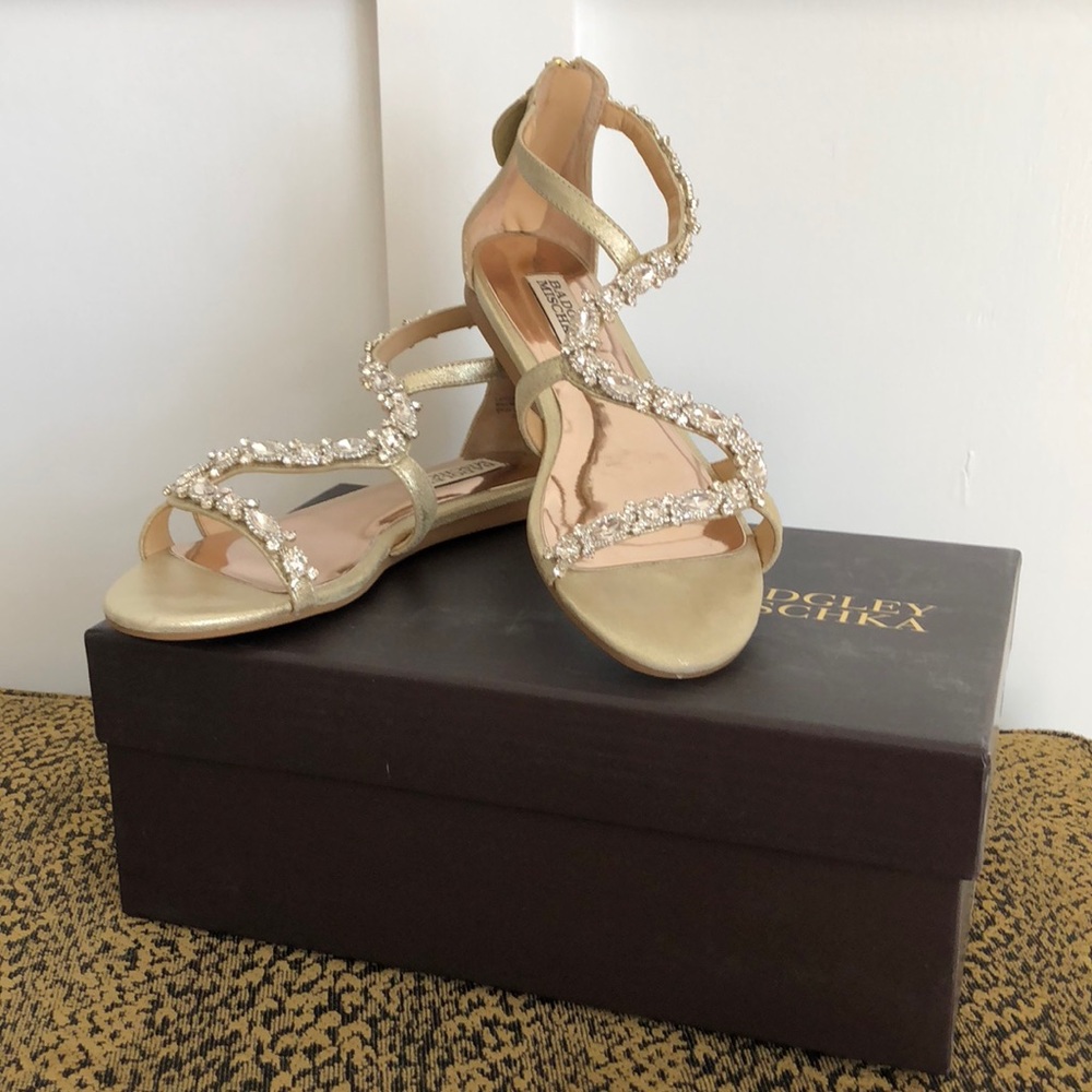 Badgley Mischka Gold Jeweled Sandals